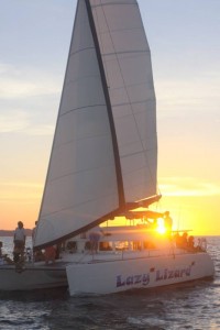 catamaran sunset sailing